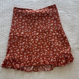 Abercrombie & Fitch Floral A-Line Skirt - Rust